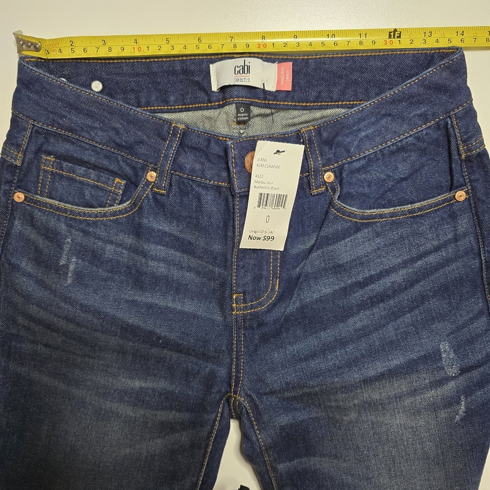 Cabi Malibu Jean Women's 0 Dark Authentic Wash Straight Leg Long Inseam‎ NWT - Picture 7 of 16